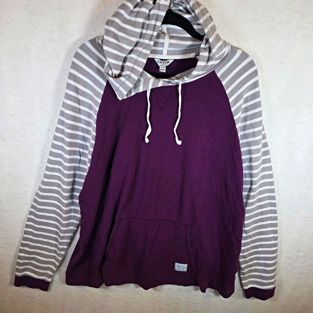 Orvis Classic Collection Women’s Pullover Hoodie XL Purple Striped Raglan